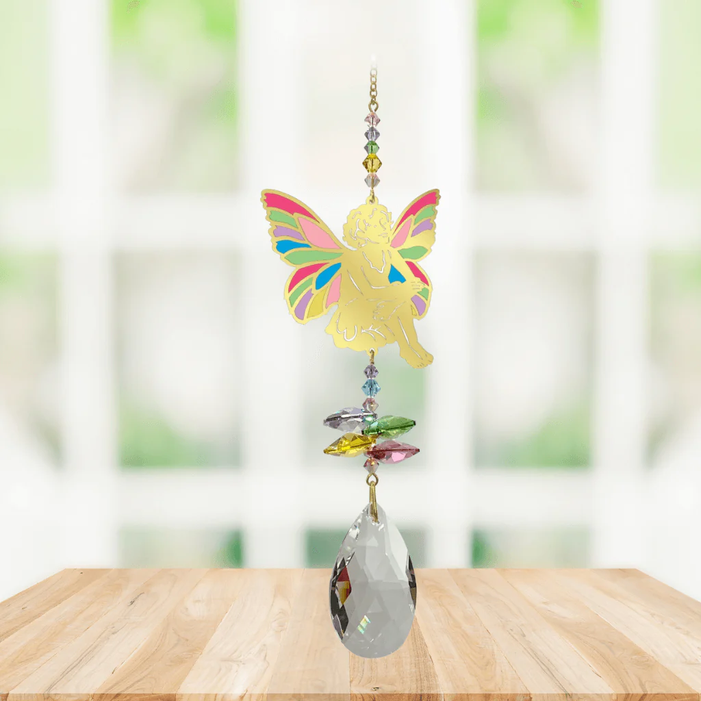 Sitting Fairy Confetti Crystal Suncatcher – Window Jewel - Image 2