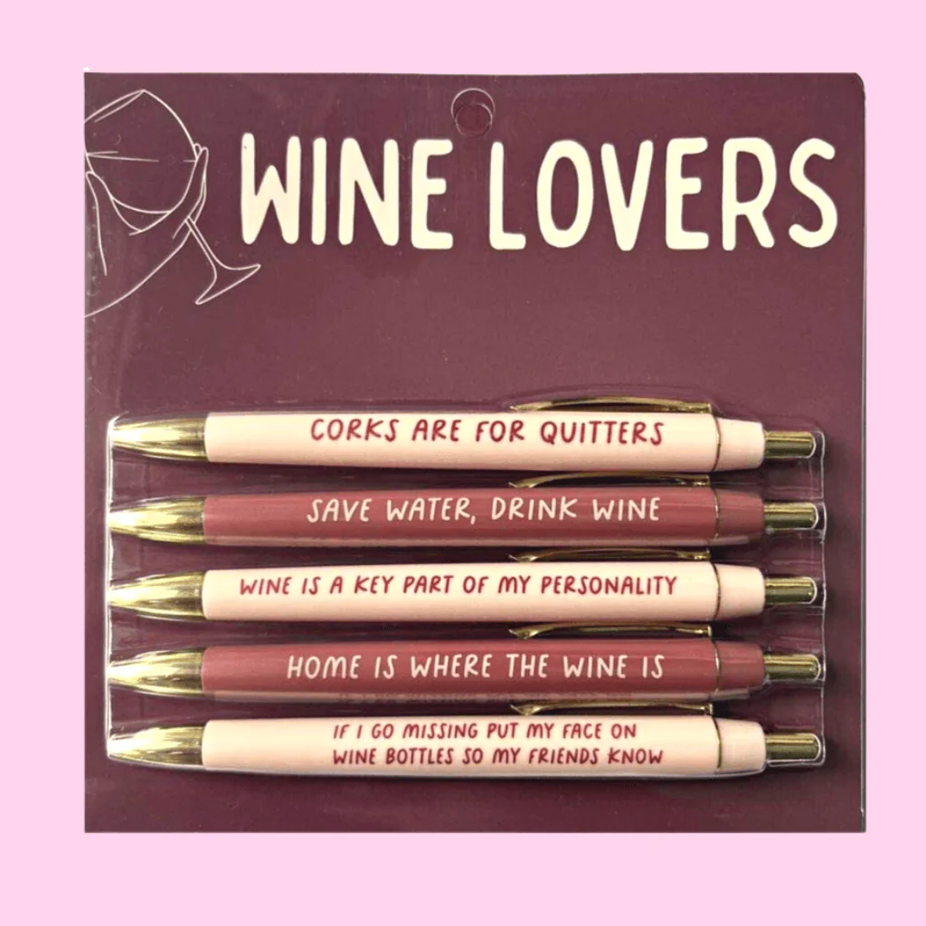 Wine Lovers Pen Set β 5 Black Ink Pens