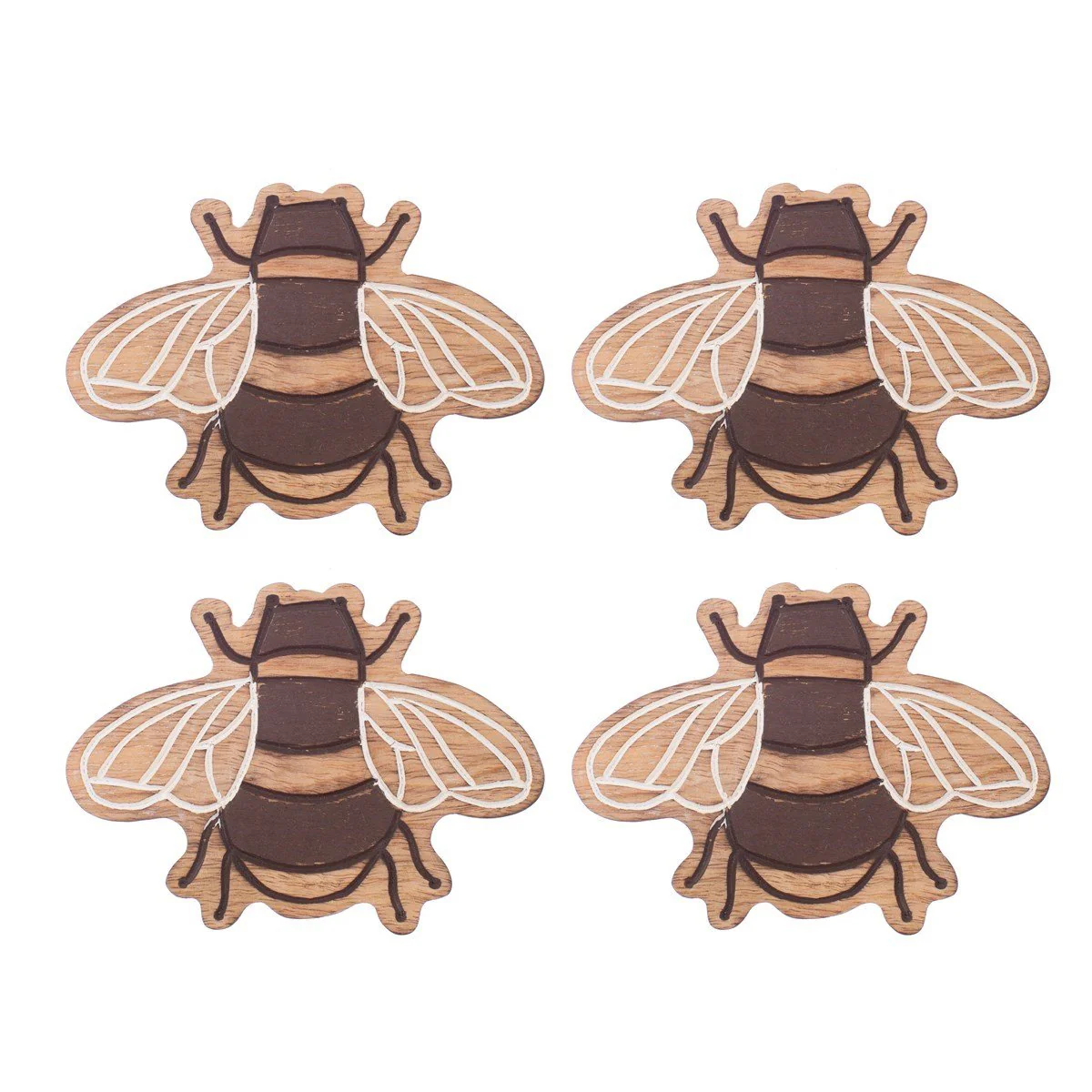 Sass and Belle Wooden Bee Coasters - Set of 4