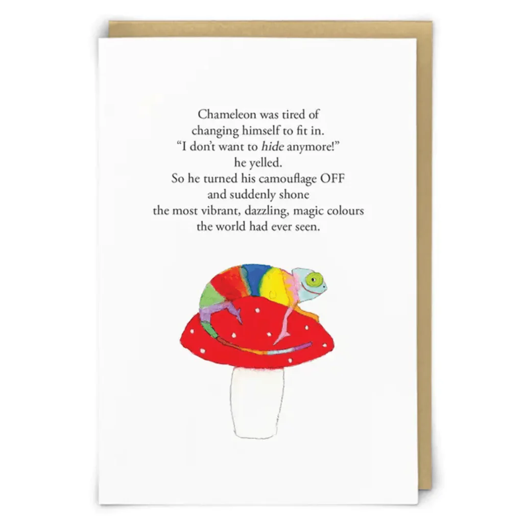 Zeppelinmoon Rainbow Chameleon Inspirational Greetings Card